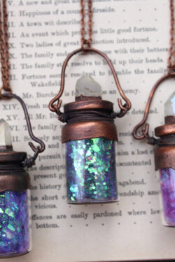 Sparkly Fairy Dust Necklace Glitter in a Bottle Necklace in green