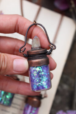 Sparkly Fairy Dust Necklace Glitter in a Bottle Necklace in Purple