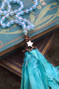 Aquamarine Mermaid Beaded Tassel Necklace in Serene Waters