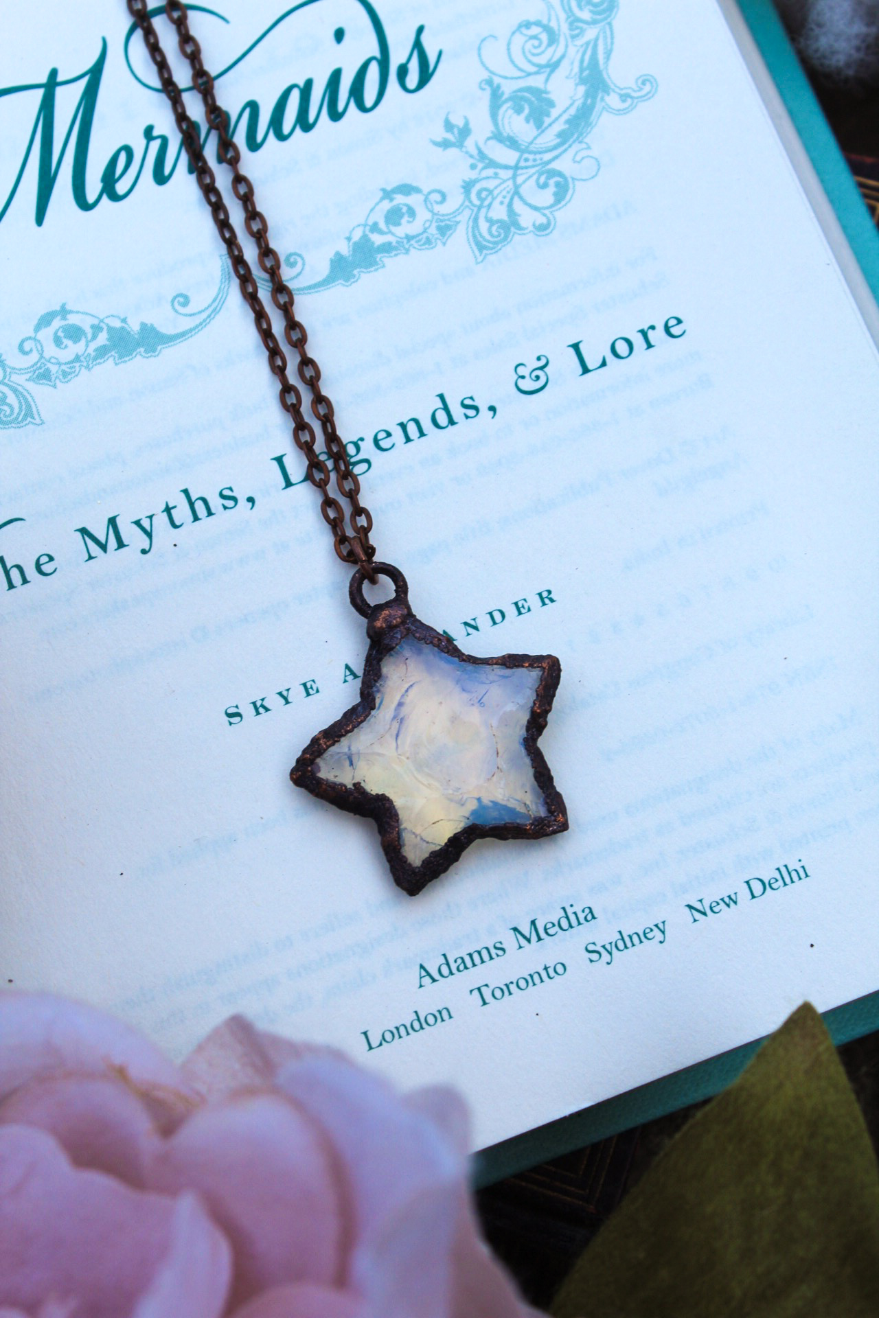 Opalite Star Shaped Necklace with Aged Copper