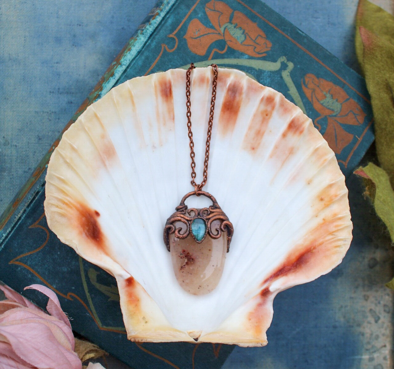 Quartz and Blue Labradorite Mermaid Portal Necklace