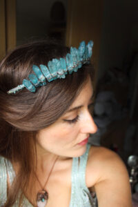 The Queen of the Ocean Crown Crystal Crown in Sea Blue Quartz