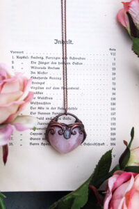 rose quartz heart necklace with ocean blue tourmaline
