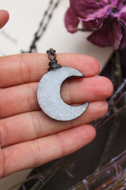 Sweet Dreams White Druzy Agate Crescent Moon Necklace