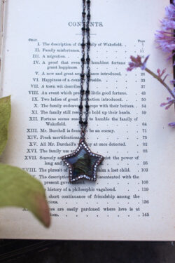 Gold and Blue Labradorite Star Necklace + Swarovski Crystals