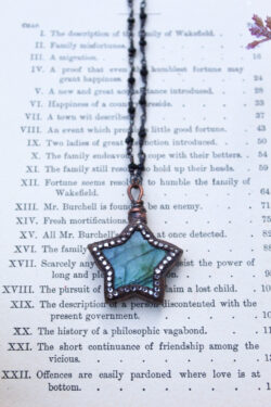 Ocean Blue Labradorite Star Necklace + Swarovski Crystals