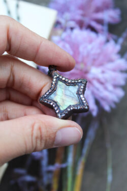 Mini Multicoloured Labradorite Star Necklace + Swarovski Crystals