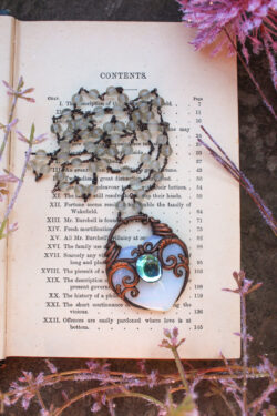 ILarge Opalite Heart Necklace with Angel Aura Quartz