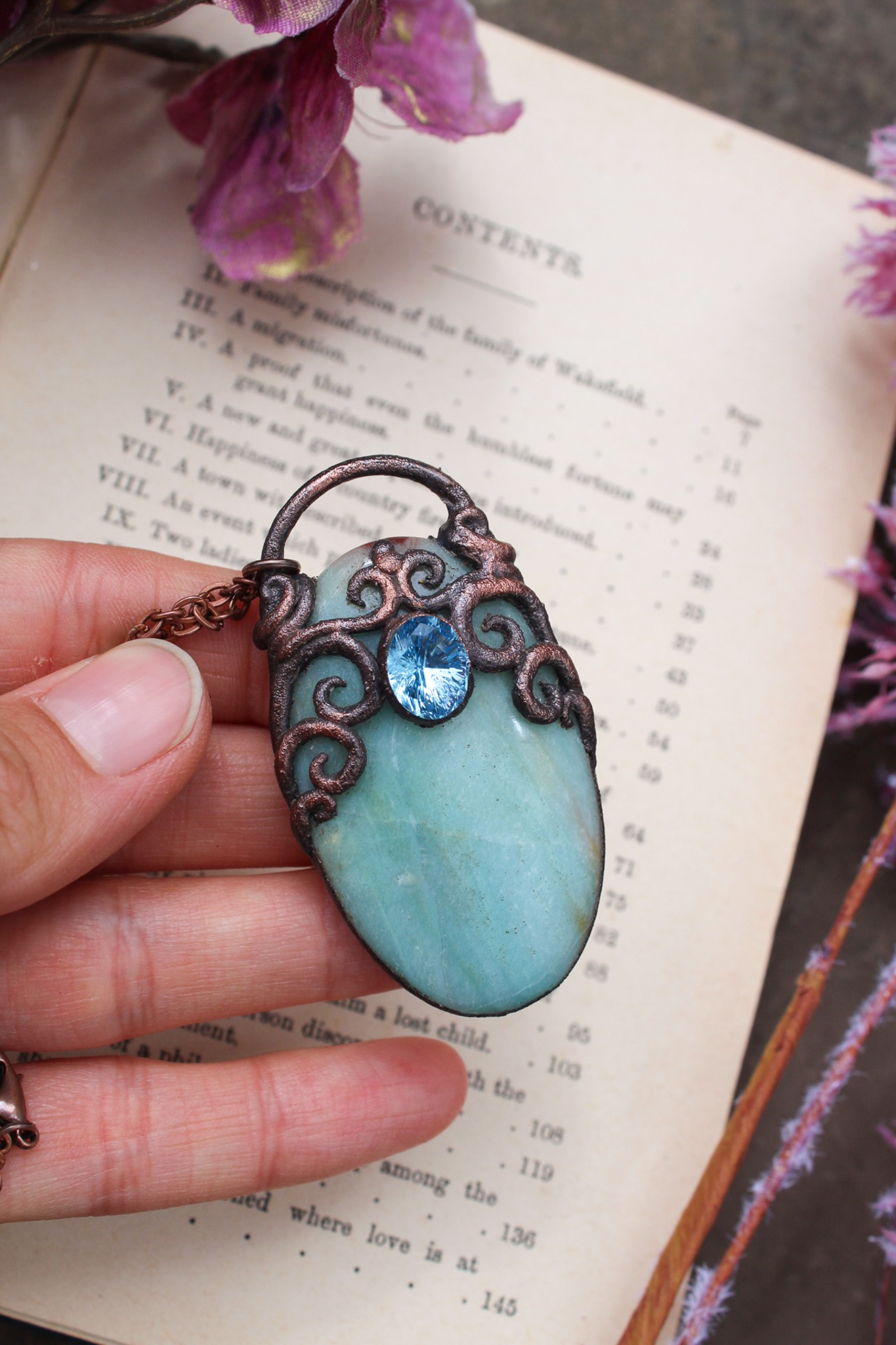 Amazonite and Swarovski Jewel Mermaid Portal Necklace