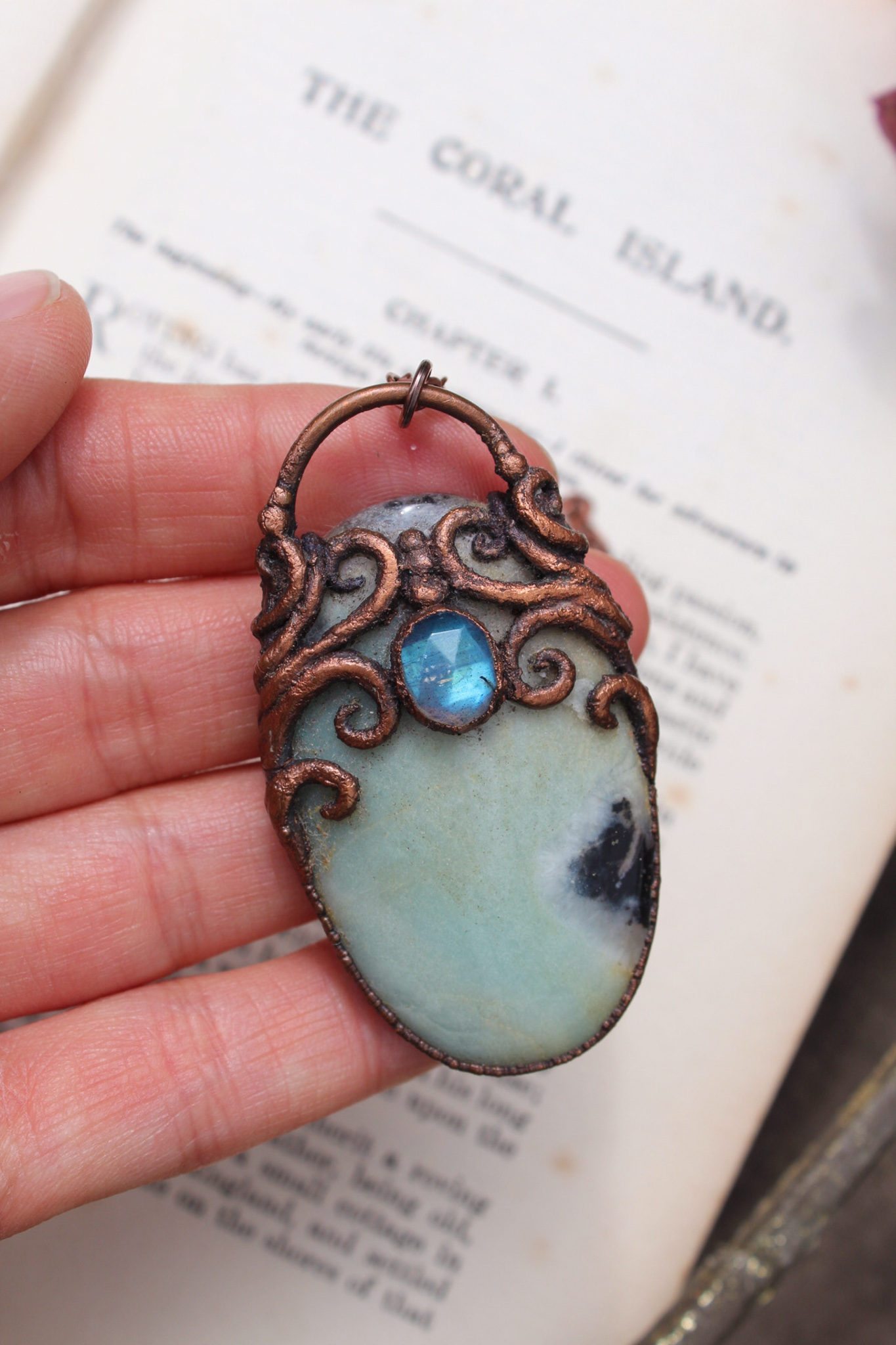Amazonite and Blue Faceted Labradorite Mermaid Portal Necklace