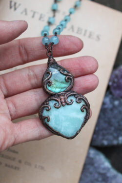 Jewel of Atlantis Necklace wit Labradorite, Amazonite & Blue Jade