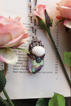 Aurora ✵ Mermaid Necklace with Angel Aura Quartz + Blue Topaz