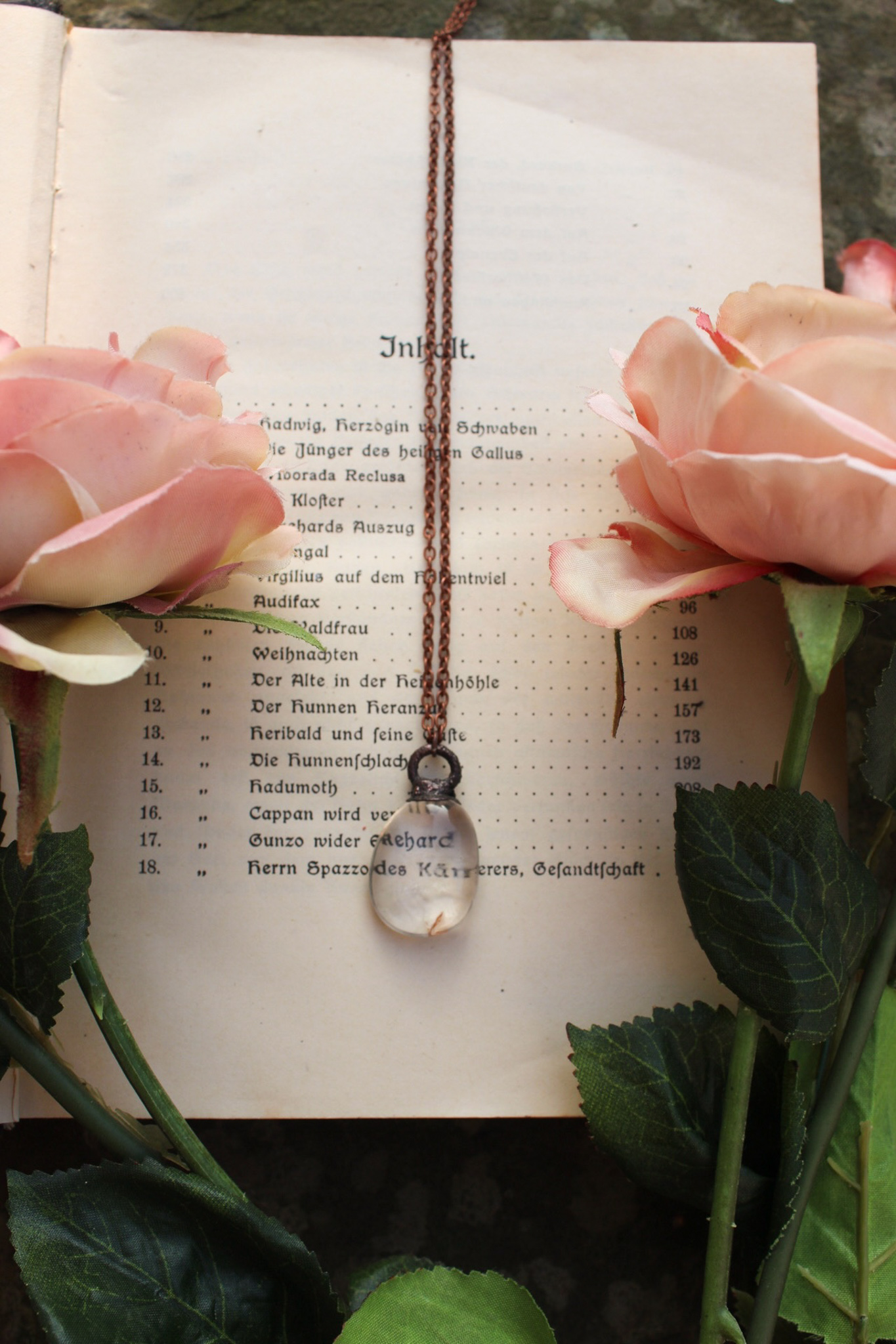 Clear Quartz + Aged Copper Mystic Necklace
