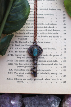 Aubrette ✮ Forest Fairy Key Necklace with Green Labradorite