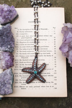 Kailani ✵ Pearly Starfish Pendant with Sparkly Blue Diamanté Details