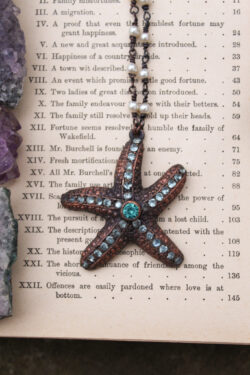 Kailani ✵ Pearly Starfish Pendant with Sparkly Blue Diamanté Details