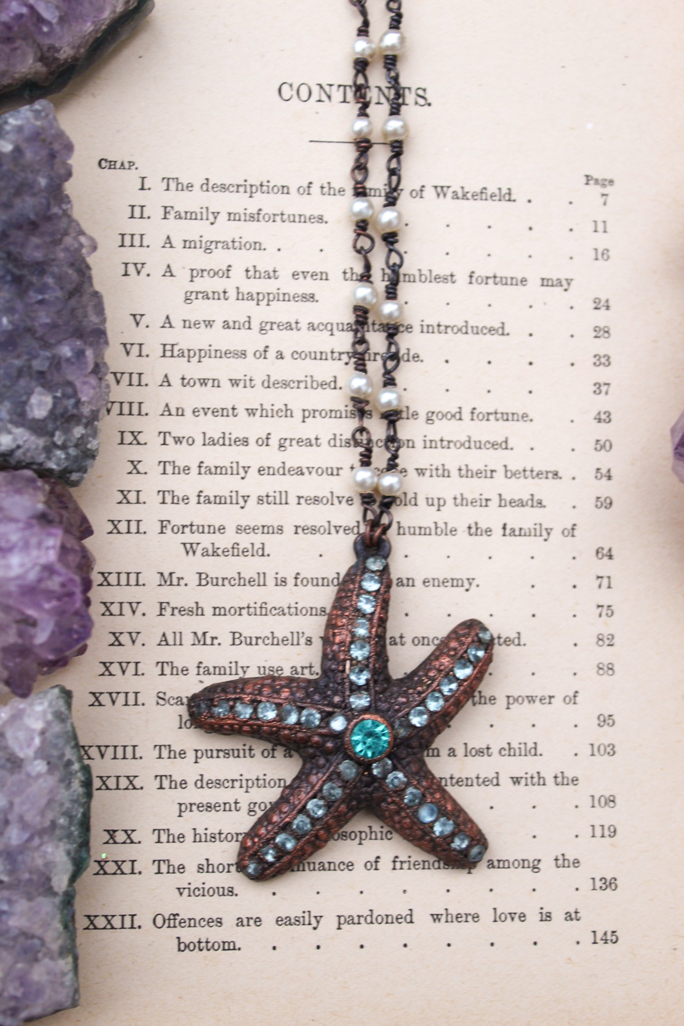 Kailani ✵ Pearly Starfish Pendant with Sparkly Blue Diamanté Details