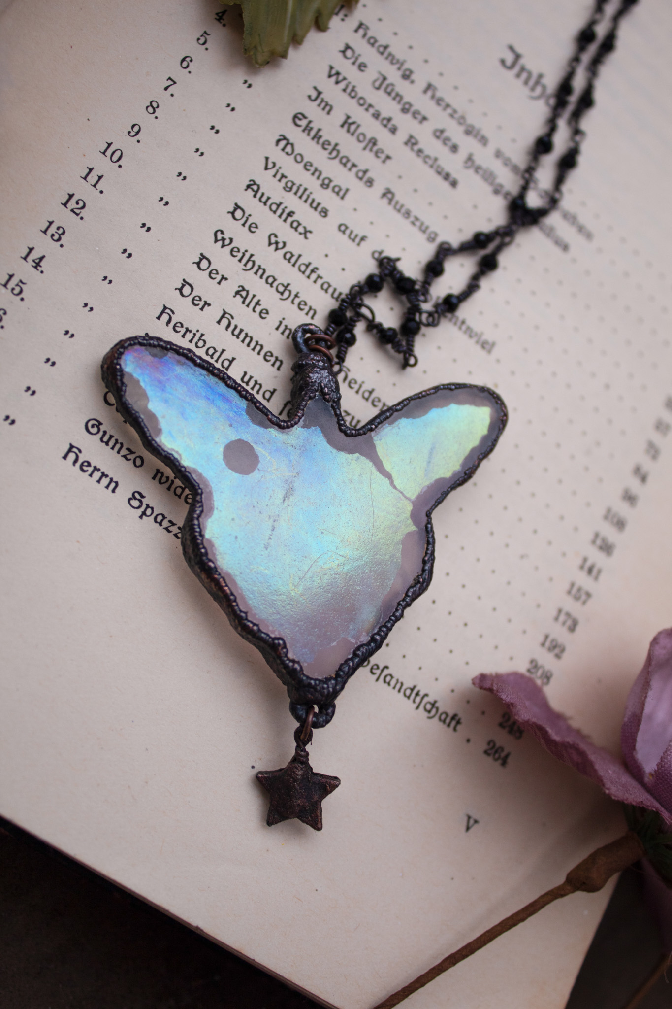 Lila ☆ Aura Fluorite Fairy Pendant with Mirror Star Charm