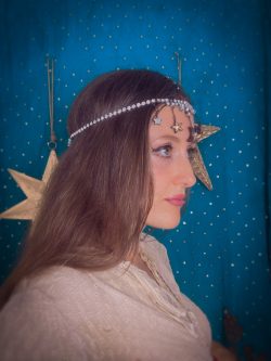 The Mystic Headpiece with Celestial Mirror Star Charms & Ceramic Gold Star Charms