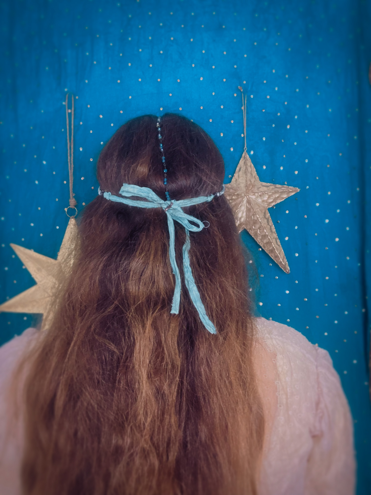 The Mystic Headpiece with Celestial Mirror Star Charms & Ceramic Gold Star Charms